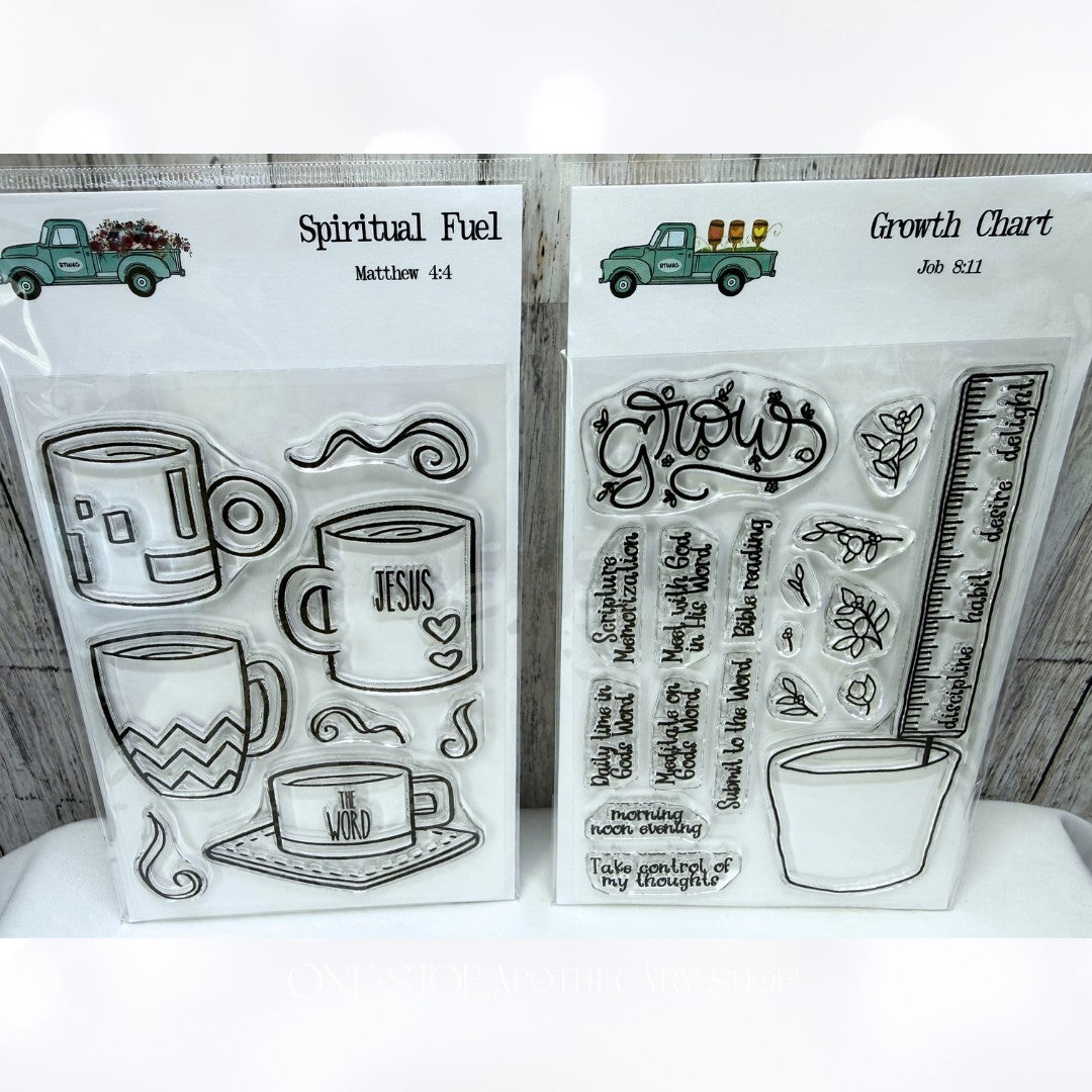 By the Well 4 GROWTH CHART Coffee Mugs Religious Bible Journaling Rubber Stamps