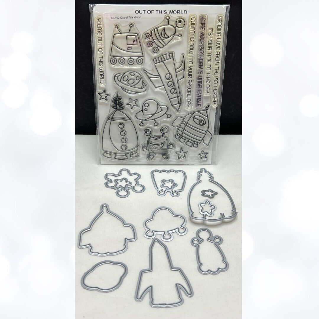 My Favorite Things OUT OF THIS WORLD Aliens UFO Rubber Stamps Dies