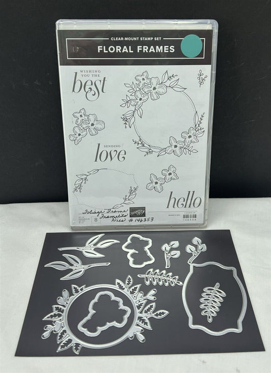 Stampin Up FLORAL FRAMES Foliage Flowers Rubber Stamps Dies Framelits