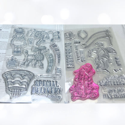 Stampin Up BIRTHDAY DELIVERY Friends Party Animals Rubber Stamps Dies