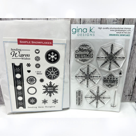 Gina K ORNAMENTAL SNOWFLAKES Simple Christmas Rubber Stamps