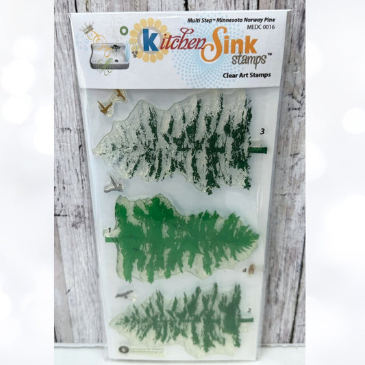 Kitchen Sink MINNESOTA NORWAY PINE Christmas Tree Layering Rubber Stamps