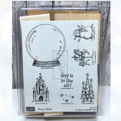 Stampin Up SNOW GLOBE Christmas Holiday Wood Rubber Stamps