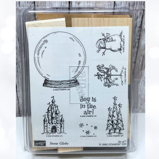 Stampin Up SNOW GLOBE Christmas Holiday Wood Rubber Stamps