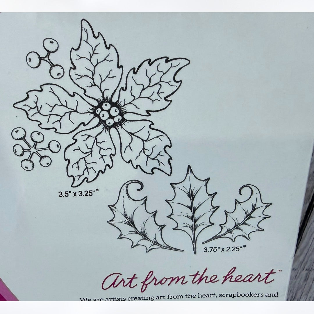 Heartfelt Creations Large SPARKLING POINSETTIA Christmas Rubber Stamps Dies