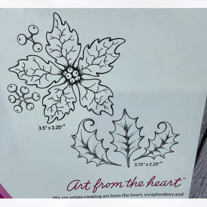 Heartfelt Creations Large SPARKLING POINSETTIA Christmas Rubber Stamps Dies