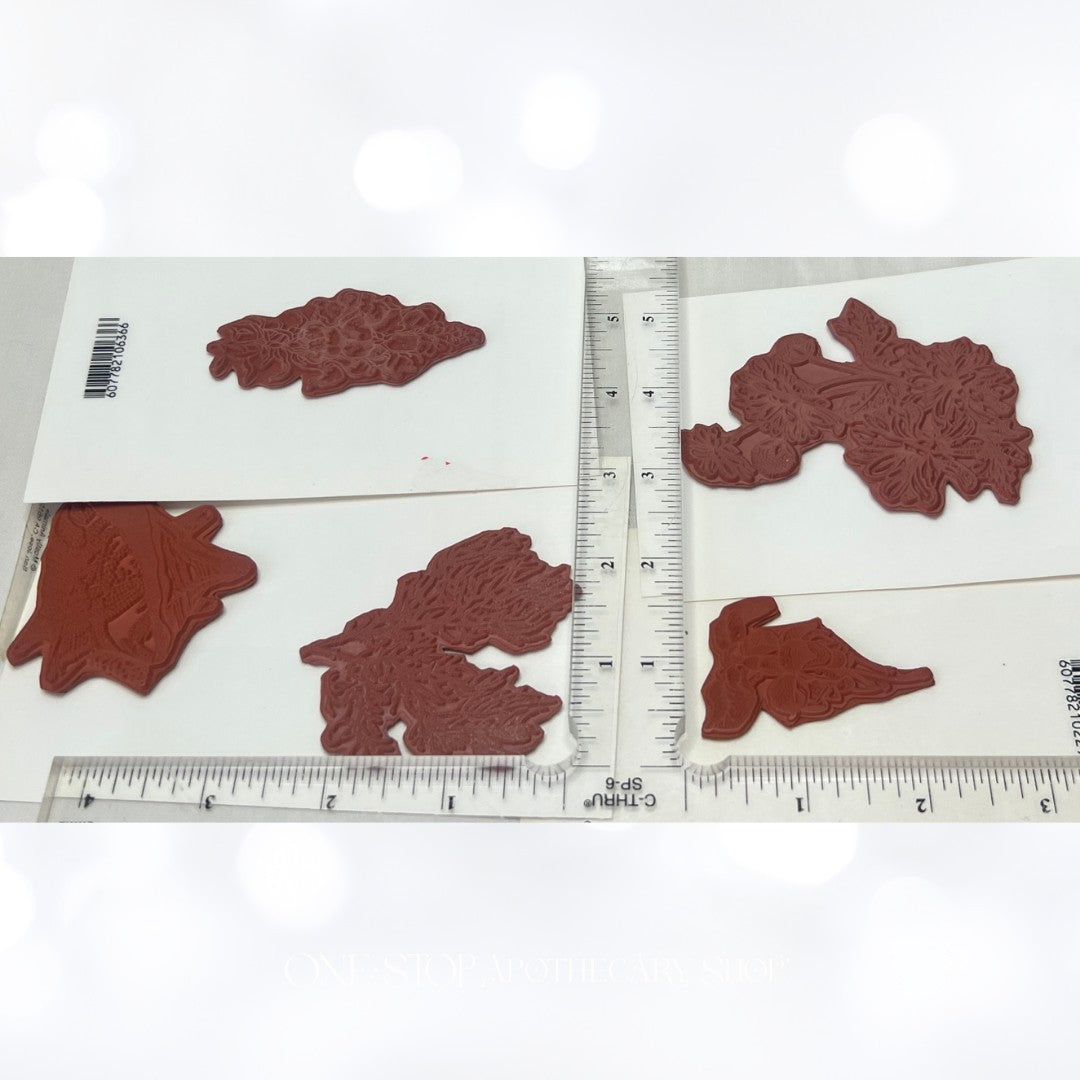 Kristal Clear Impressions SEA OCEAN Flowers Fish Unmounted Red Rubber Stamps Lot