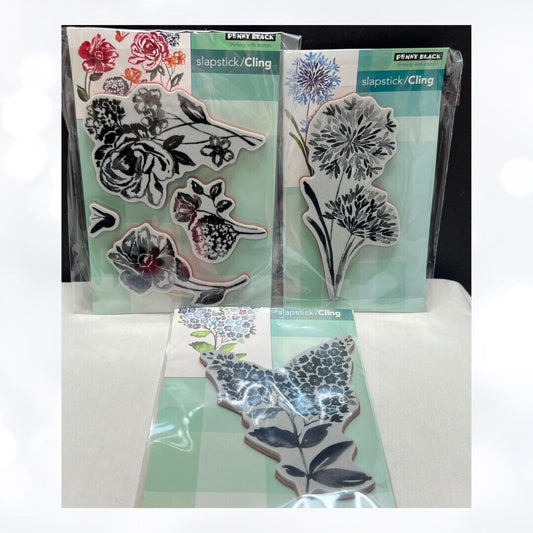 Penny Black FLOWERS Lilacs Floral Cling Rubber Stamps Lot of 3