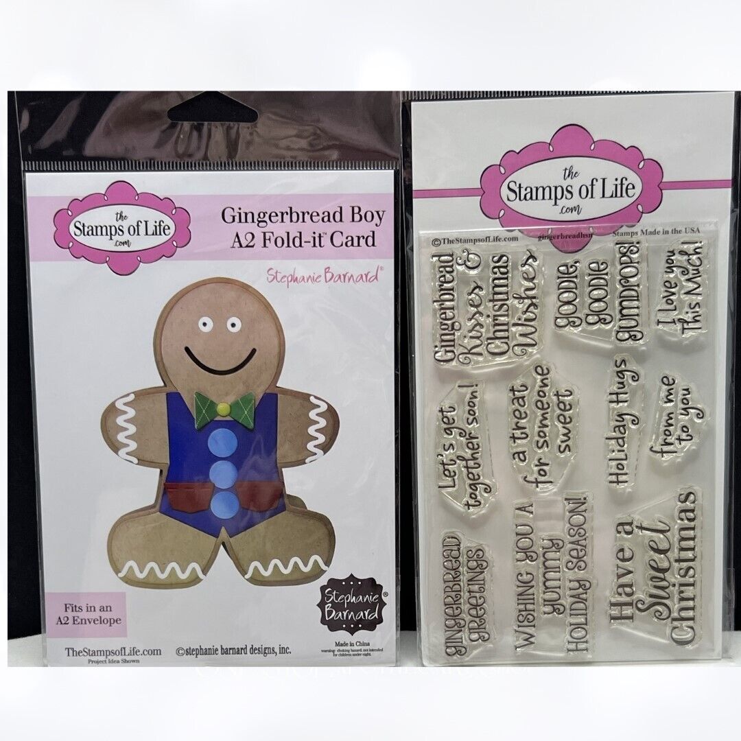 The Stamps of Life GINGERBREAD BOY A2 Fold It Card Making Die Rubber Stamps