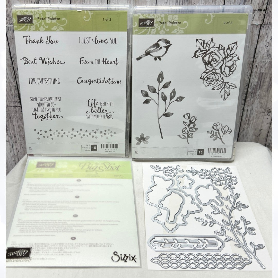 Stampin Up PETAL PALETTE Petals & More Rubber Stamps Dies Thinlits