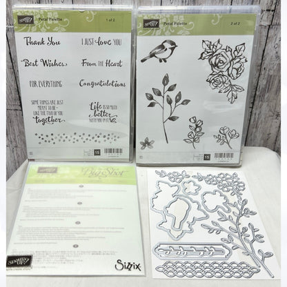 Stampin Up PETAL PALETTE Petals & More Rubber Stamps Dies Thinlits