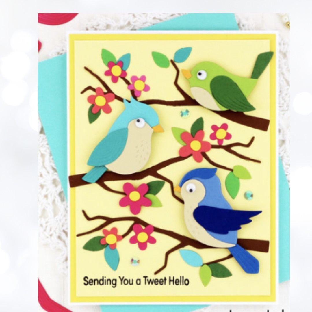 Pink & Main SWEET BIRDS Floral Banners Rubber Stamps Dies Paper Kit