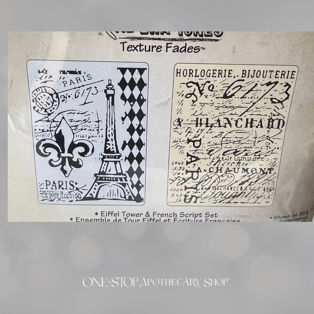 Tim Holtz RAYS & RETRO CIRCLES Script Eiffel Tower Embossing Folders