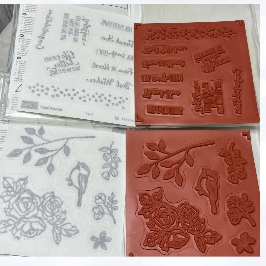 Stampin Up PETAL PALETTE Petals & More Rubber Stamps Dies Thinlits