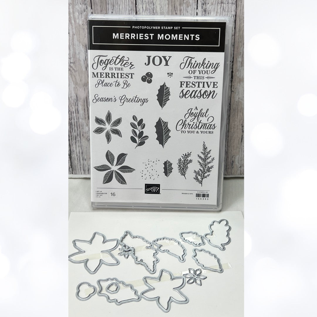 Stampin Up MERRIEST MOMENTS Christmas Rubber Stamps Dies AS IS***