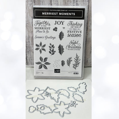 Stampin Up MERRIEST MOMENTS Christmas Rubber Stamps Dies AS IS***