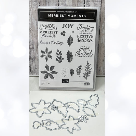 Stampin Up MERRIEST MOMENTS Christmas Rubber Stamps Dies AS IS***