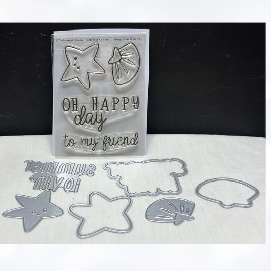 The Stamps Of Life JULY 2021 KIT Starfish Shells Ocean Rubber Stamps Dies