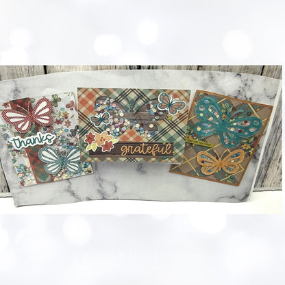 Pink & Main THOUGHTFUL BUTTERFLIES Butterfly Rubber Stamps Dies Paper Kit