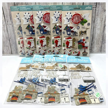 Jolee's Boutique CHRISTMAS Holiday Santa Skiing Ski Trip Crafting Stickers Lot
