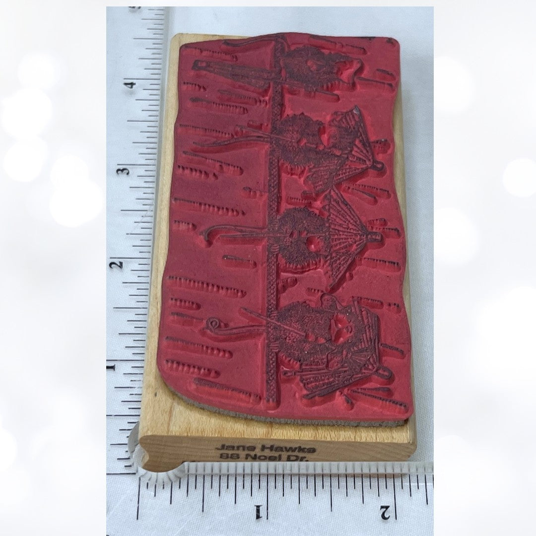 House Mouse SITTING IN THE RAIN 2 Umbrella Spring Mice Rubber Stamp