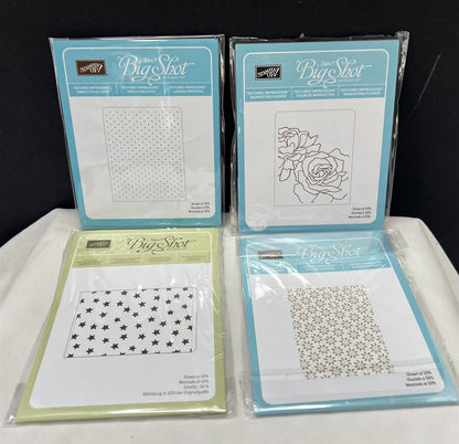 Stampin Up EMBOSSING FOLDERS Stars Petals Manhattan Flowers Polka Dots Lot of 4