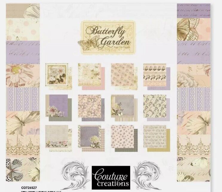 Couture Creations BUTTERFLY GARDEN Butterflies 6x6 Cardstock Paper Pads Set of 3