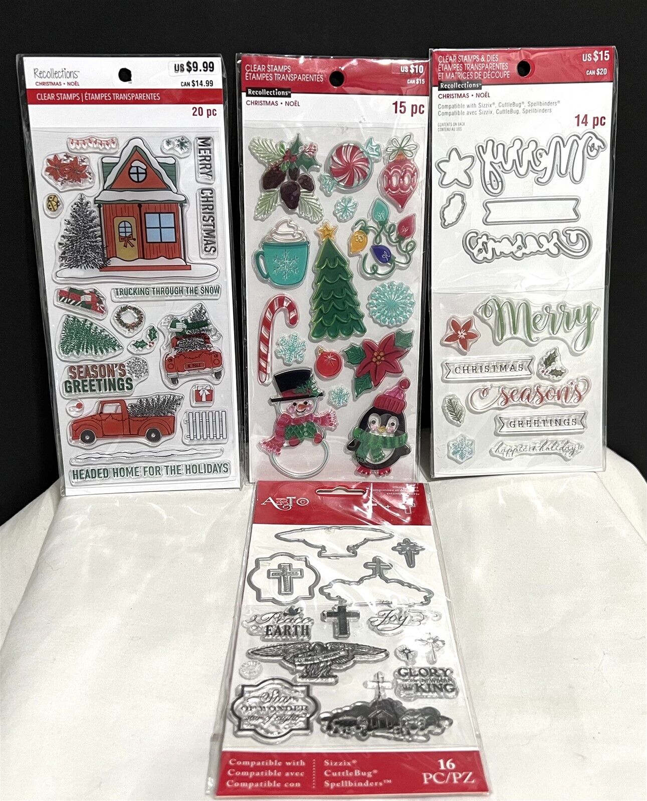 Recollections Art-C CHRISTMAS Holiday Truck Religious Rubber Stamps lot of 4