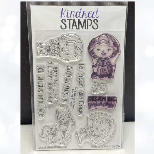 Kindred Stamps LONG HAIR DON'T CARE Tangled Rapunzel Rubber Stamps