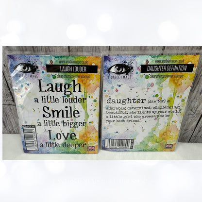 Visible Image LAUGH CHANCES Daughter Mixed Media Sentiments Quotes Rubber Stamps