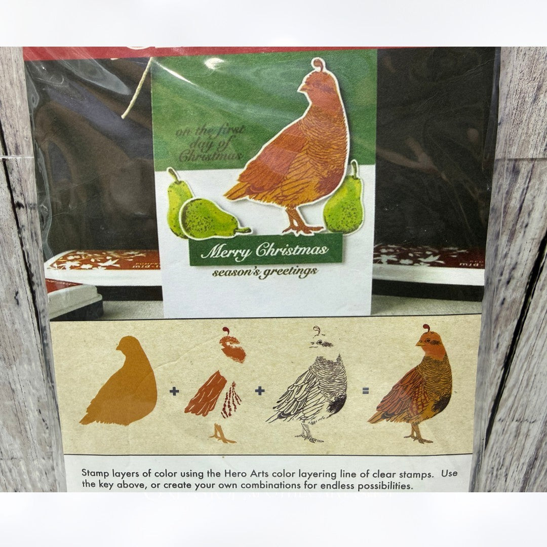 Hero Arts PARTRIDGE BIRD Color Layering Christmas Rubber Stamps
