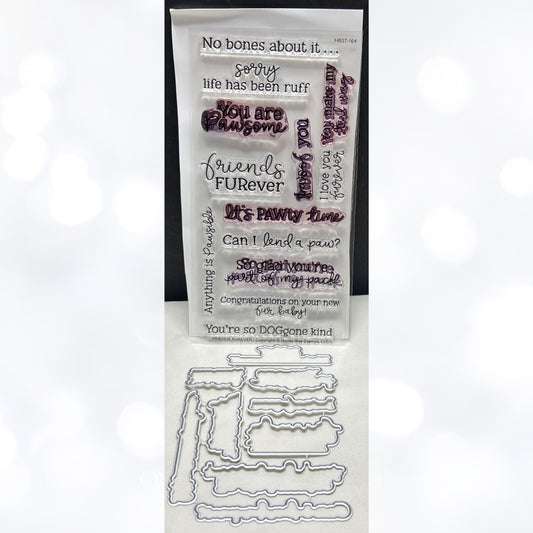 Honey Bee Stamps FRIENDS FUREVER Dog Cats Sayings Sentiments Rubber Stamps Dies