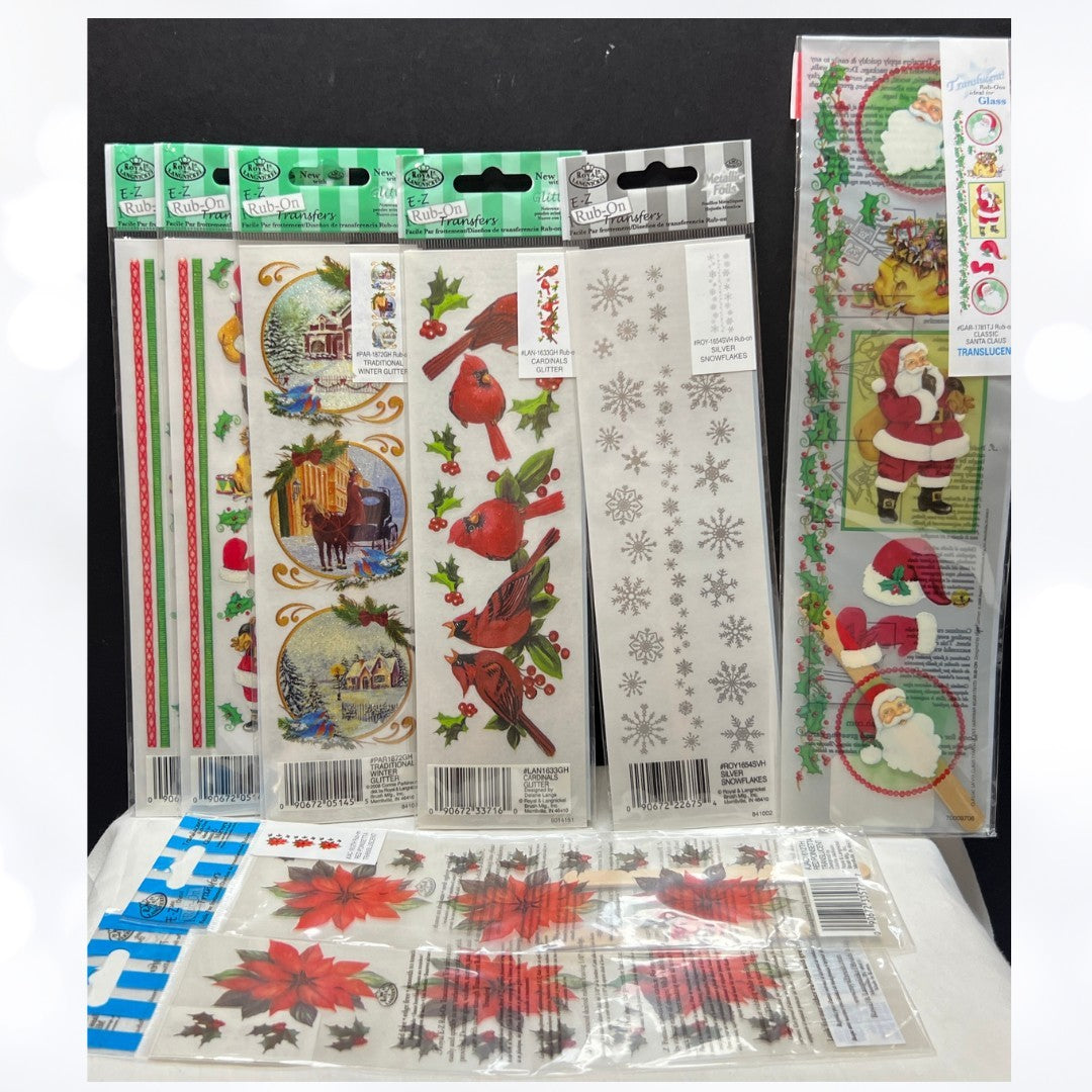 Royal Langnickel CHRISTMAS RUB ONS Holiday Embellishments Lot of 19
