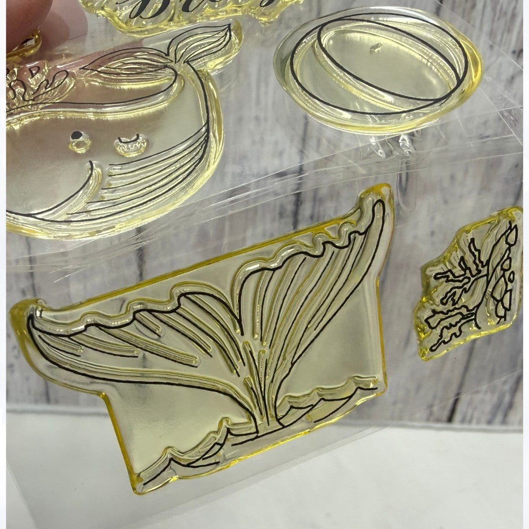 Polkadoodles That's Crafty WATER WORLD Sea Ocean Dolphin Rubber Stamps