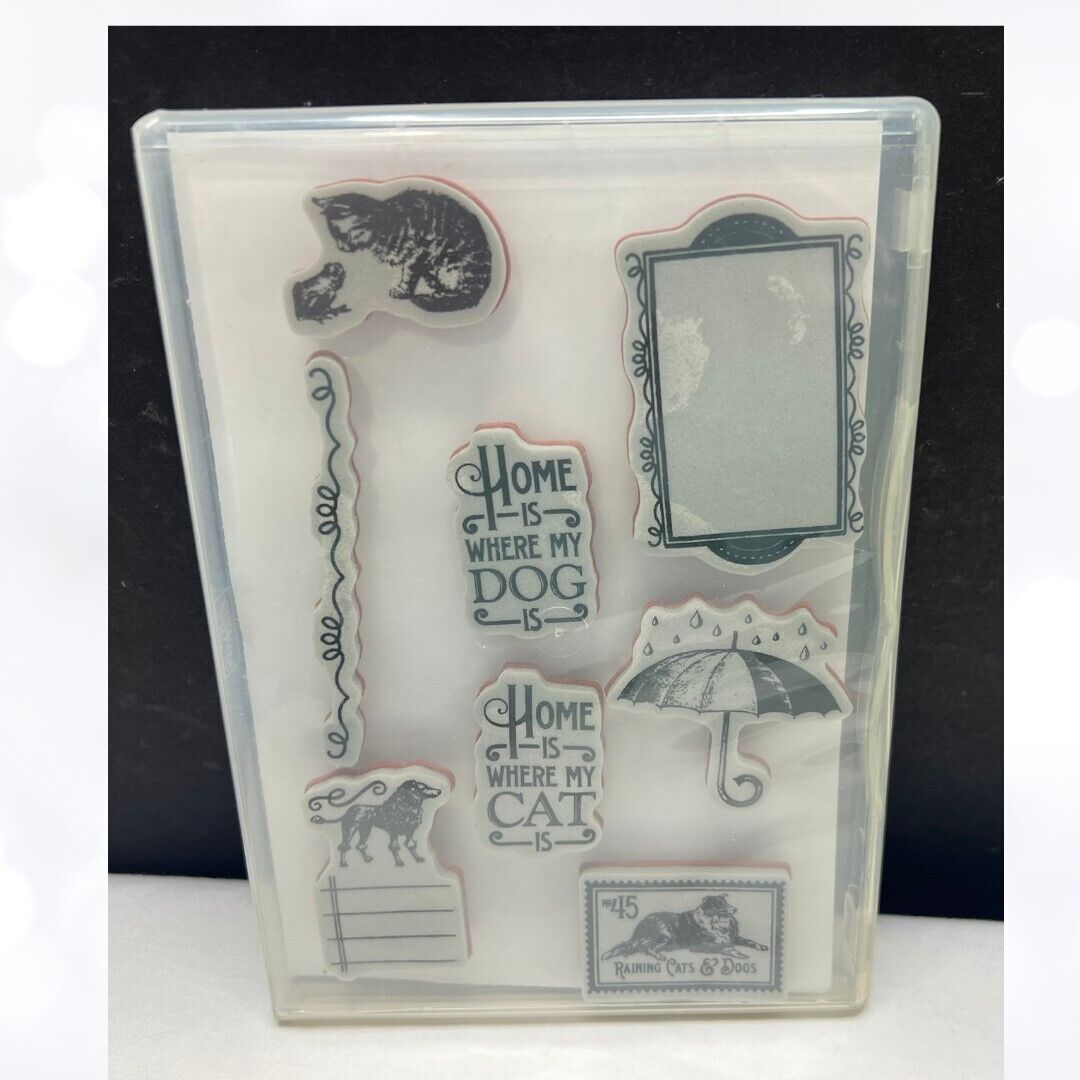 Graphic 45 IT'S RAINING CATS & DOGS Animals Rubber Stamps Set #3