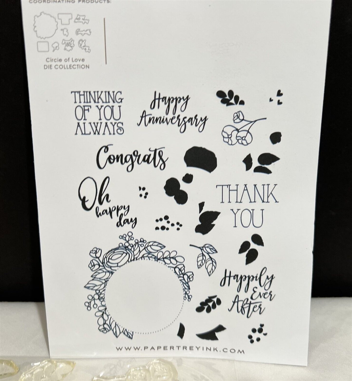 Papertrey Ink CIRCLE OF LOVE Wedding Anniversary Dies Rubber Stamps Rare