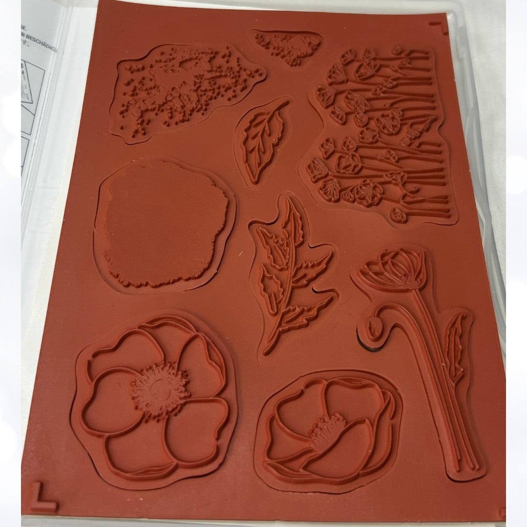 Stampin Up PAINTED POPPIES Poppy Flowers Rubber Stamps