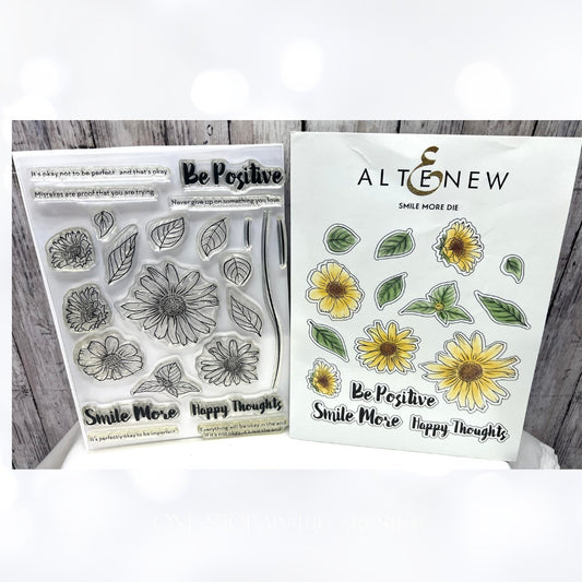 Altenew SMILE MORE Flowers Floral 6x8 Rubber Stamps Dies