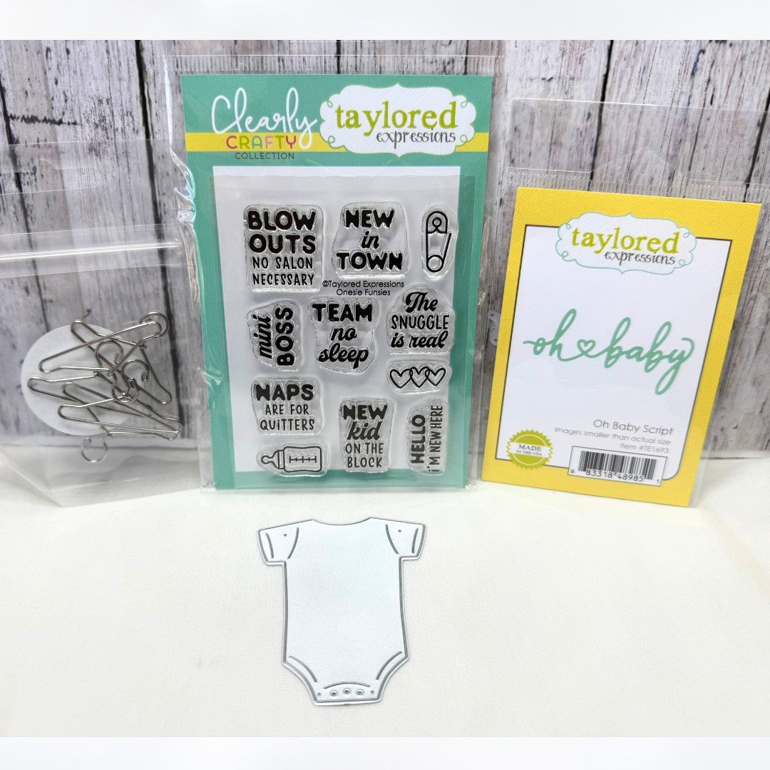 Taylored Expressions BABY FUNSIES Shower Boy Girl Rubber Stamps Dies