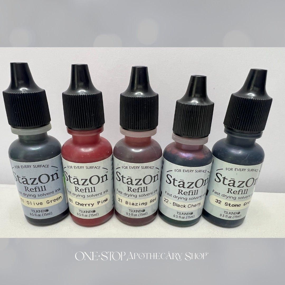 Tsukineko STAZON Staz On Ink Refills Reinkers 0.5oz Lot of 9 