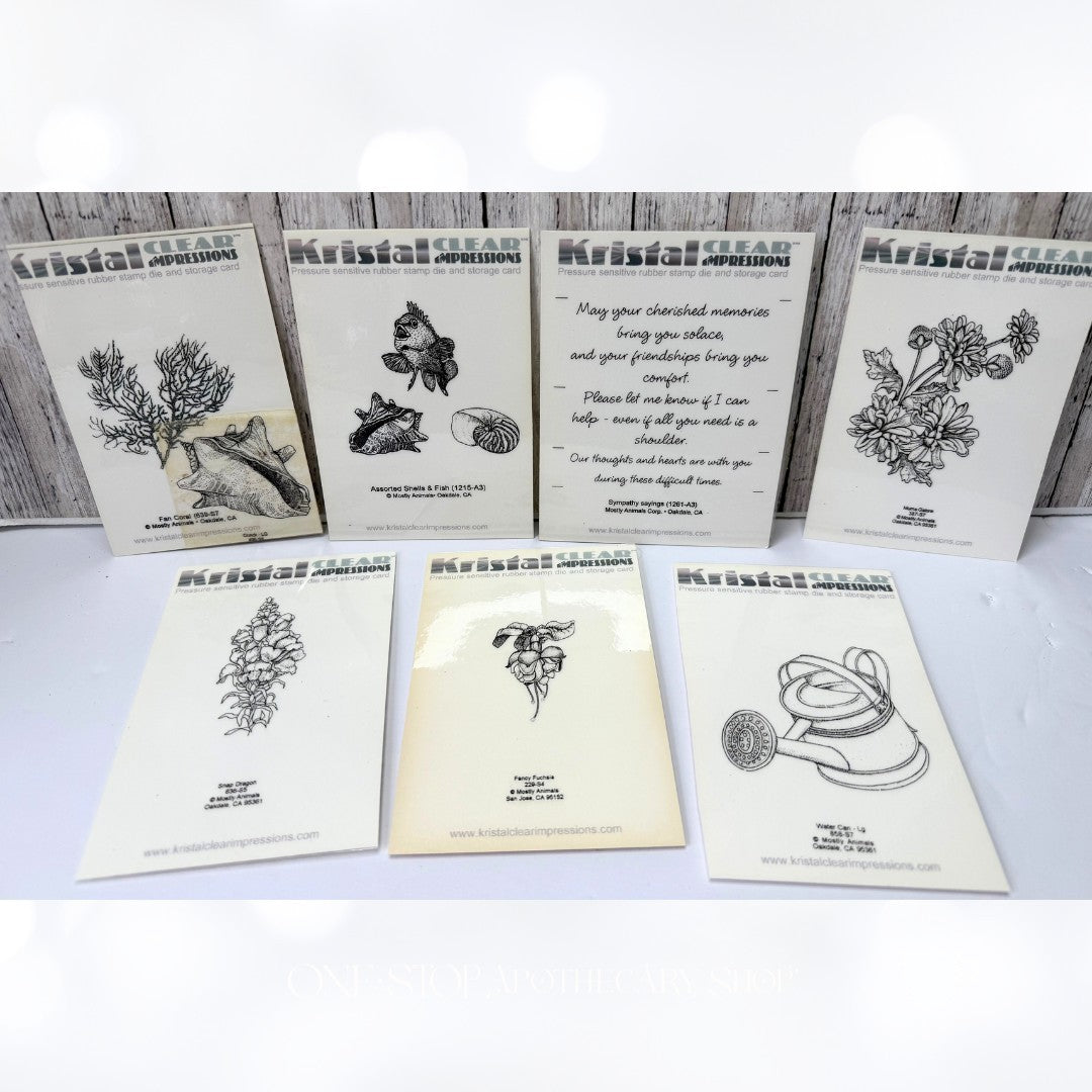 Kristal Clear Impressions SEA OCEAN Flowers Fish Unmounted Red Rubber Stamps Lot