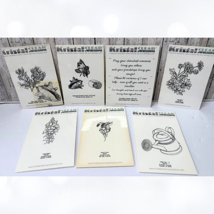 Kristal Clear Impressions SEA OCEAN Flowers Fish Unmounted Red Rubber Stamps Lot