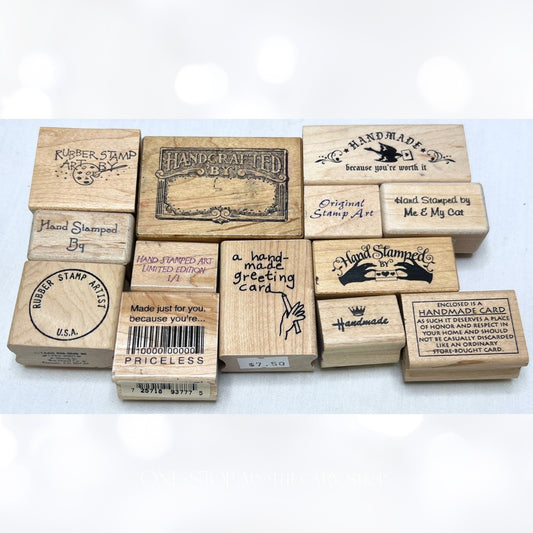 HANDMADE BY Created Stamped By Wood Rubber Stamps Lot of 13