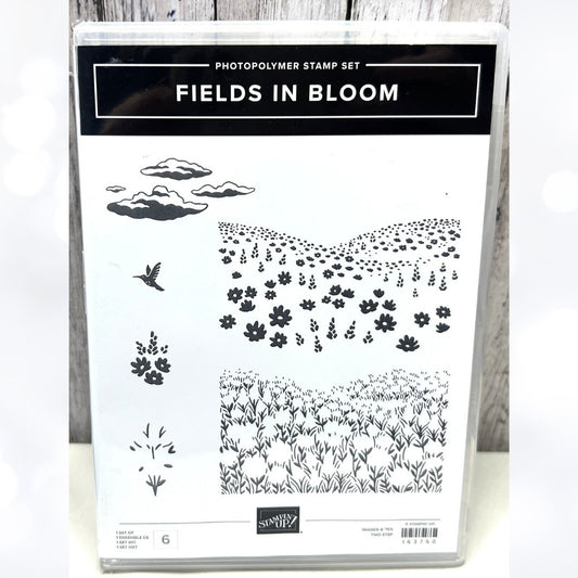 Stampin Up FIELDS IN BLOOM Flowers Landscape Rubber Stamps