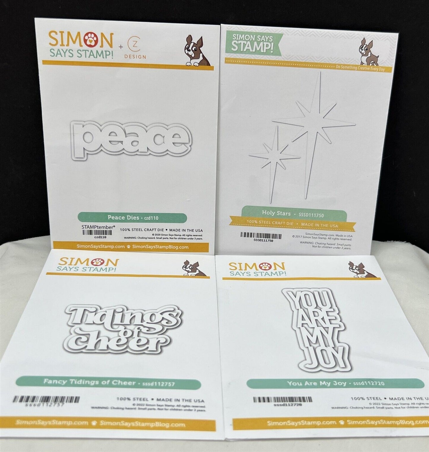 Simon Says Stamp HOLY STARS Peace Joy Cheer Christmas Greetings Dies Lot of 4