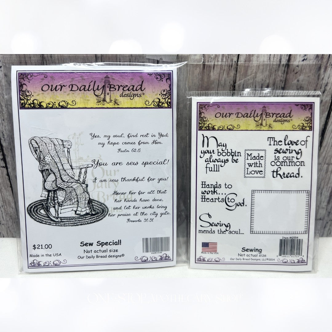 Our Daily Bread SEW SPECIAL Sewing Quilt Religious Rubber Stamps