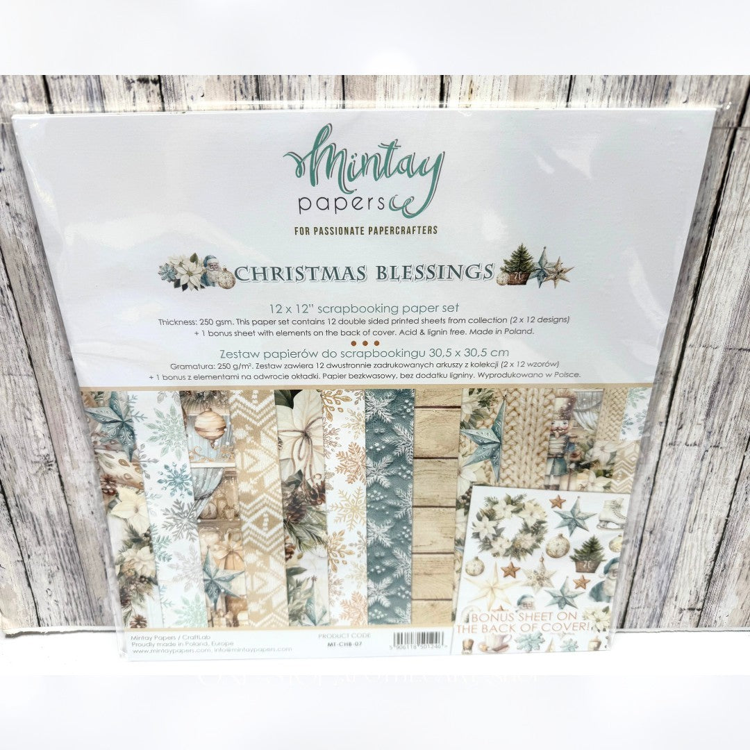 Mintay CHRISTMAS BLESSINGS 12x12 Paper Cardstock Die Cuts Stickers Kit