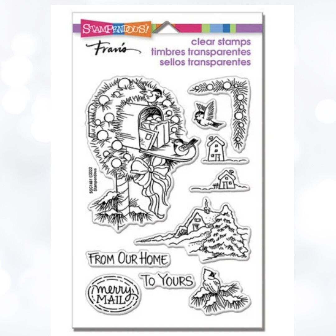 Stampendous MAILBOX Christmas Icicles Wreath Rubber Stamps Lot of 2