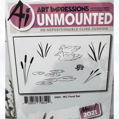 Art Impressions FALL Pond Weathers Swan Watercolor Rubber Stamps Lot of 3