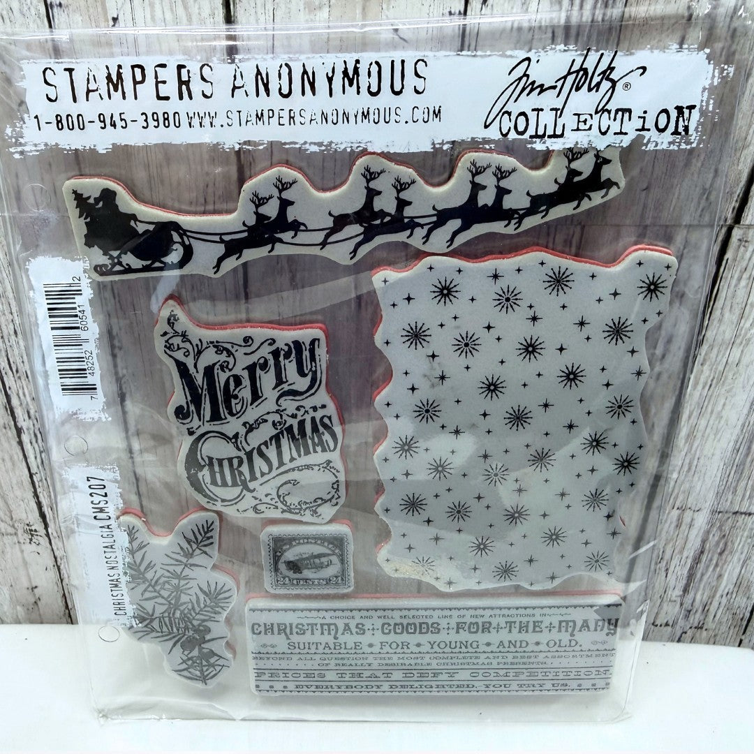 Tim Holtz CHRISTMAS NOSTALGIA Sleigh Vintage CMS207 Rubber Stamps